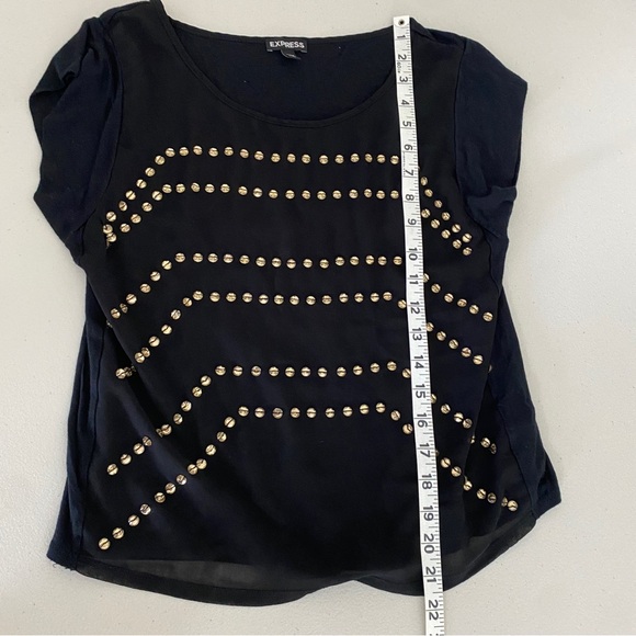 Express Black Amber Beaded Studded Rockercore Short-sleeved Tee Shirt Top Small - Picture 4 of 8